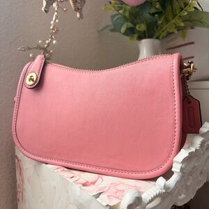 Coach Pink Swinger Shoulder Bag with Gold Hardware